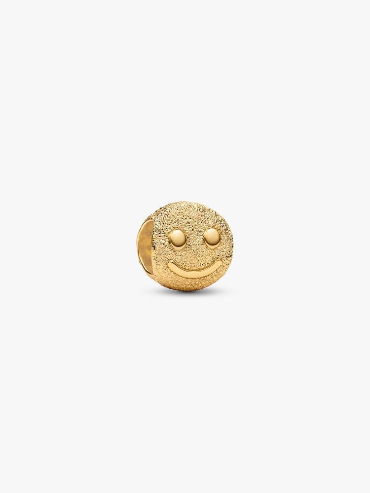 Textured happy face 14k gold-plated mini charm