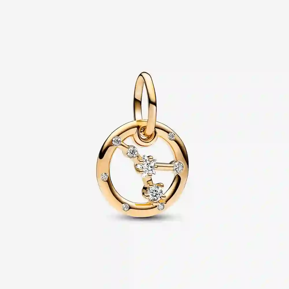 Cancer zodiac 14k gold-plated dangle with clear cubic zirconia