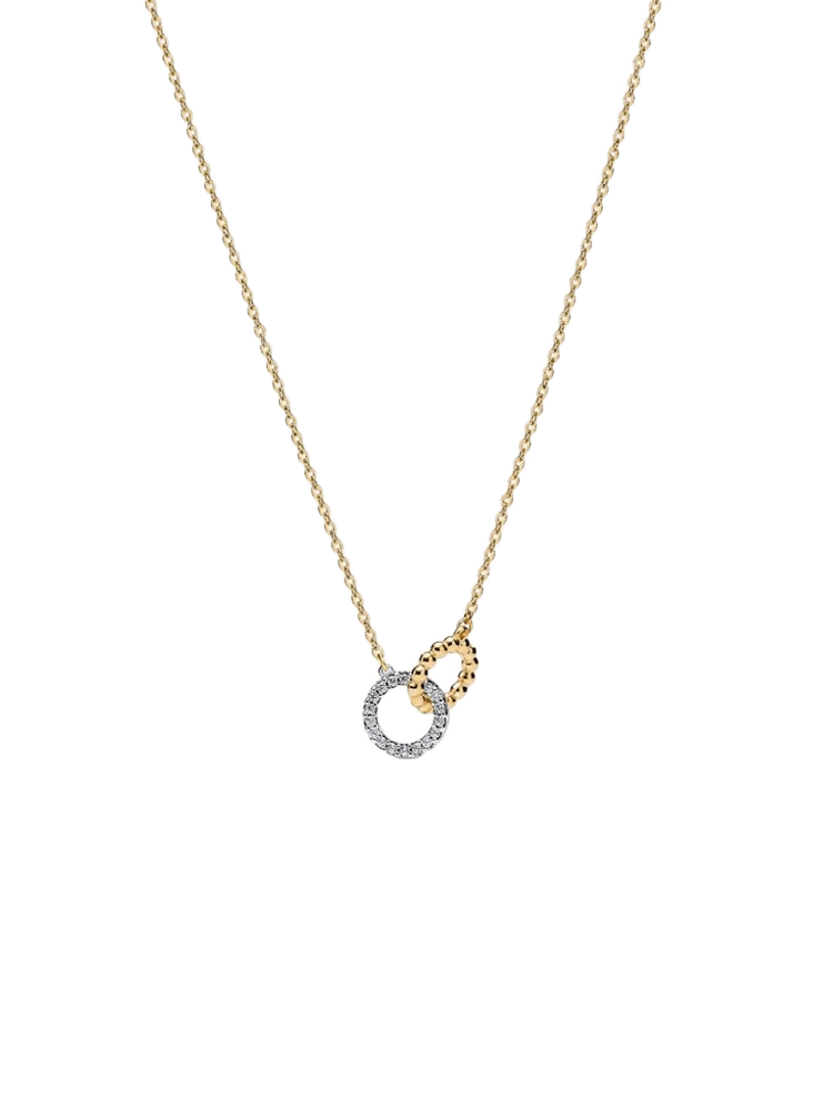 Sterling silver and 14k gold-plated pendant necklace with clear cubic zirconia