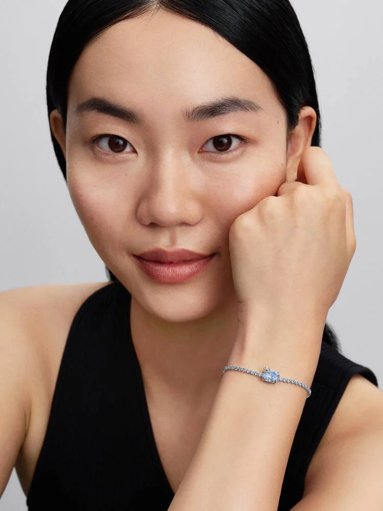 Bee sterling silver slider tennis bracelet with dr