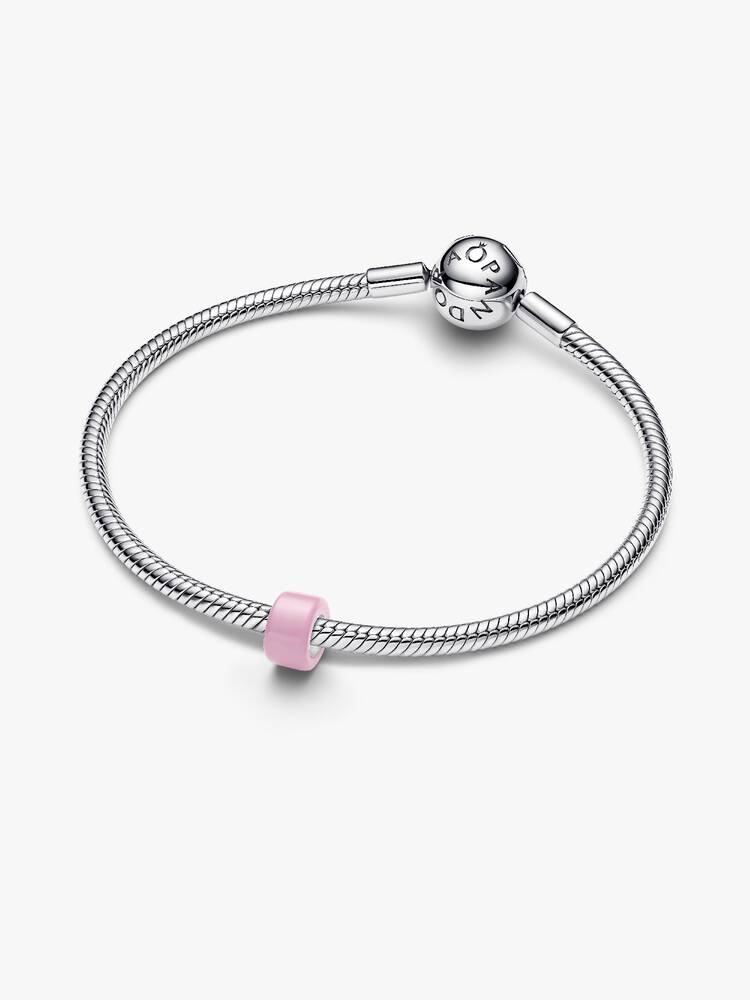 Sterling silver mini charm with pink Murano glass