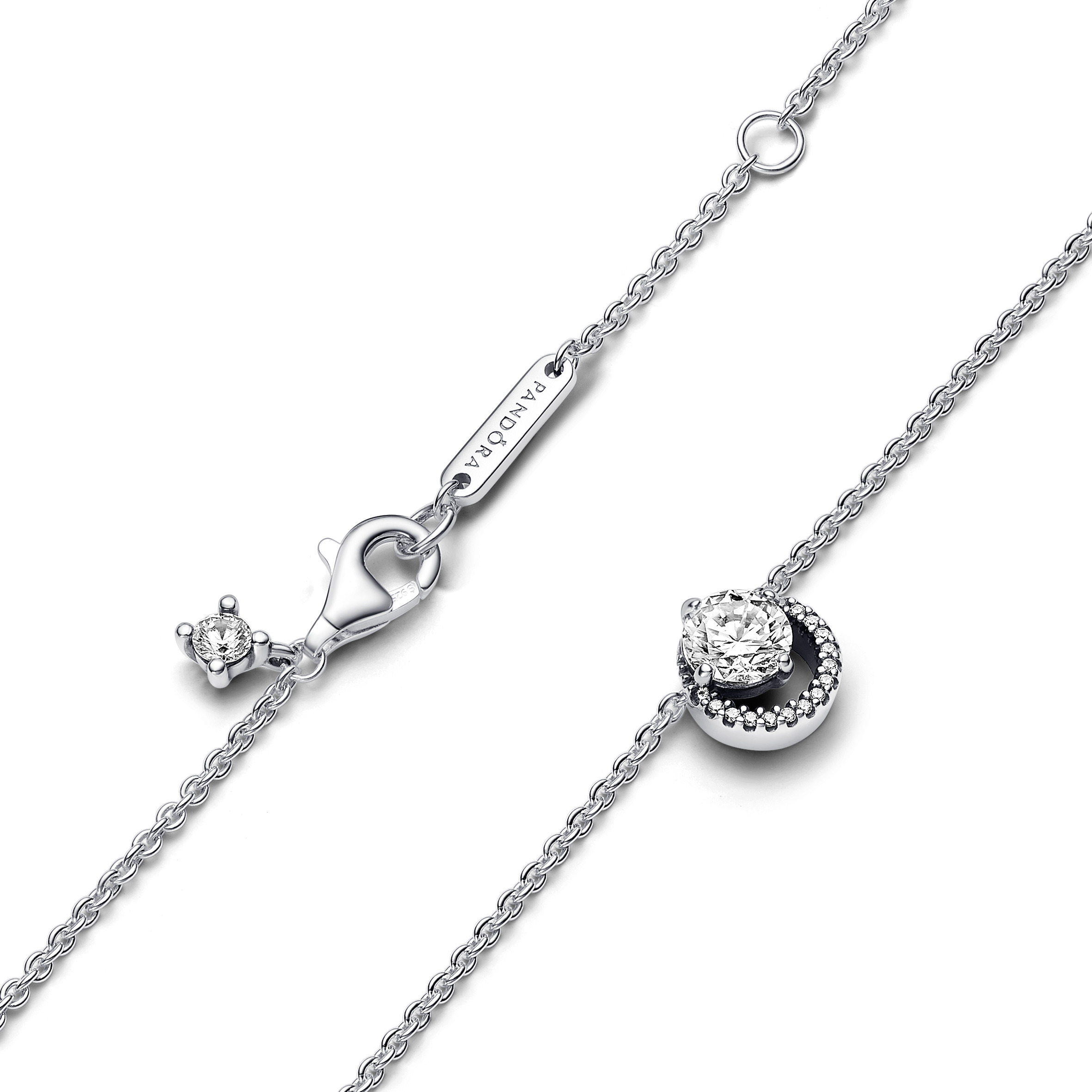 Sterling silver collier with clear cubic zirconia