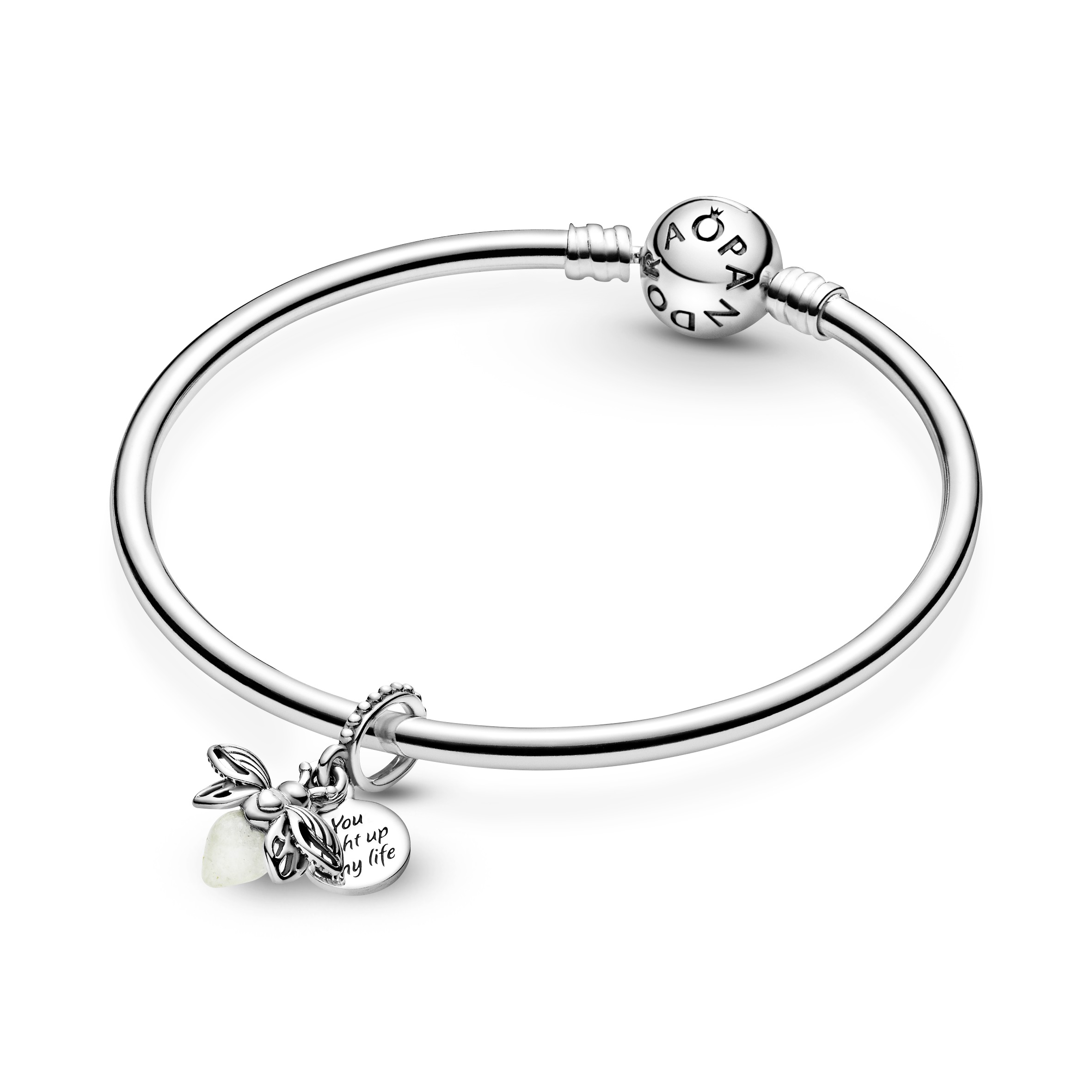 Firefly sterling silver dangle with milky green ph