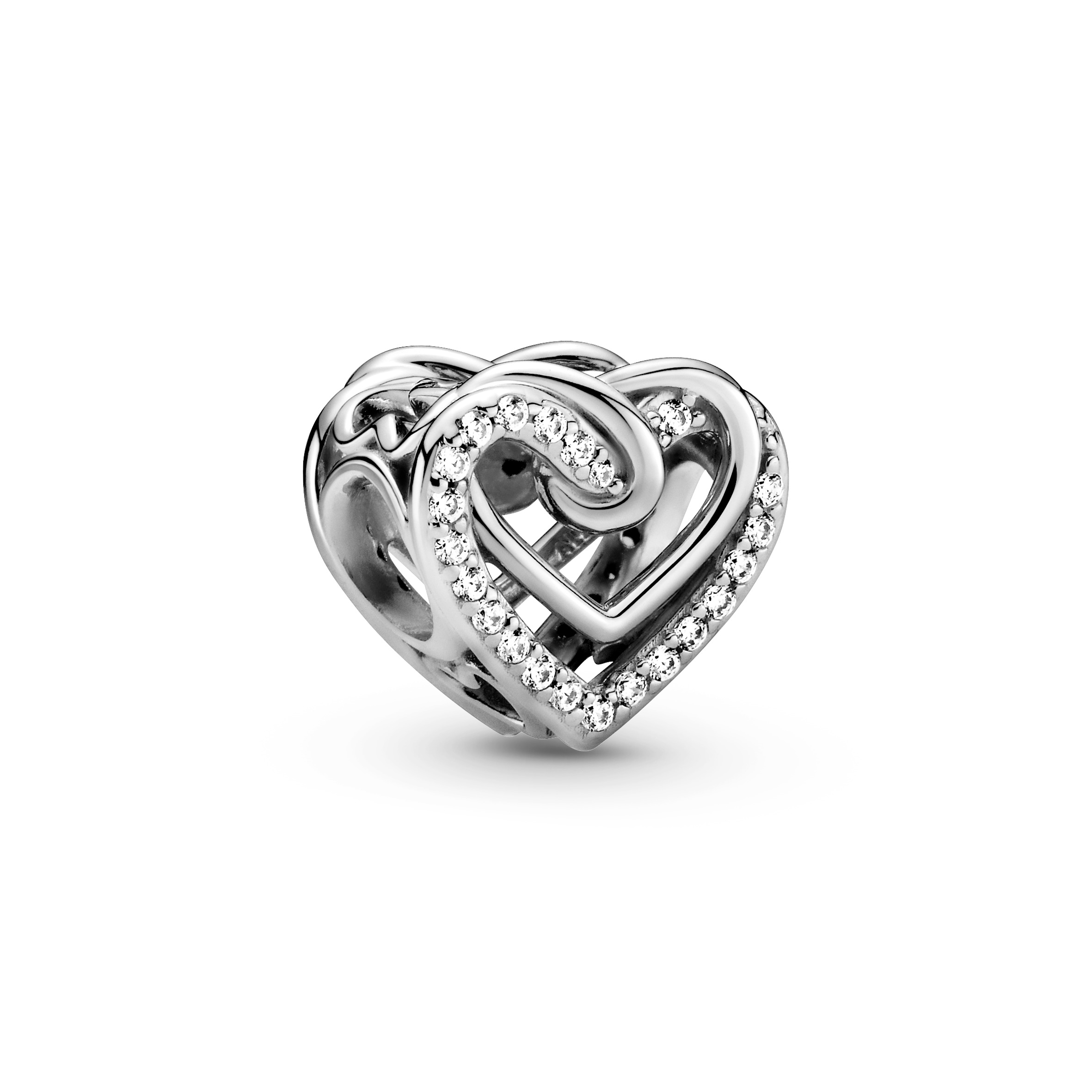 Heart sterling silver charm with clear cubic zirco