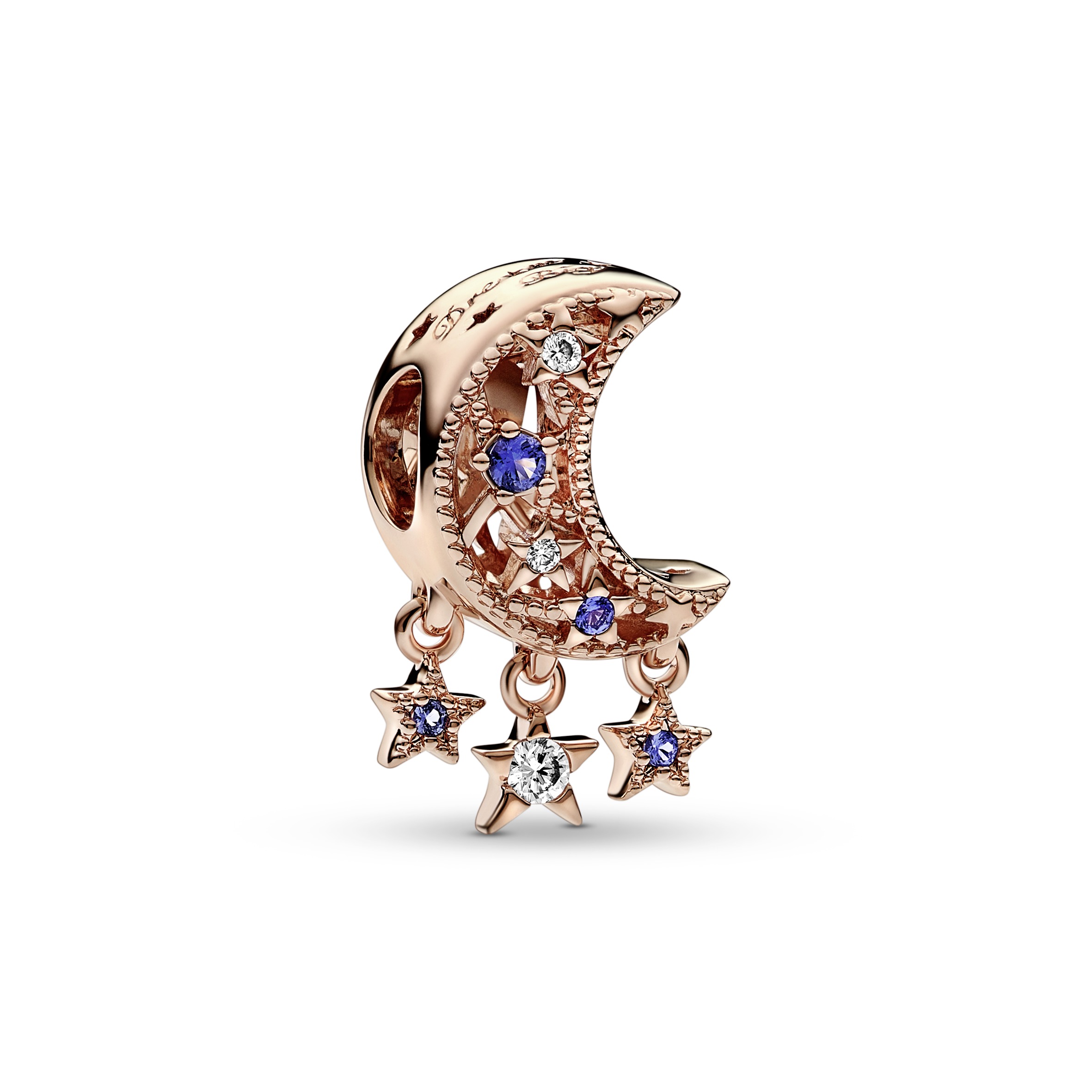 Moon 14k rose gold-plated charm with stellar blue 
