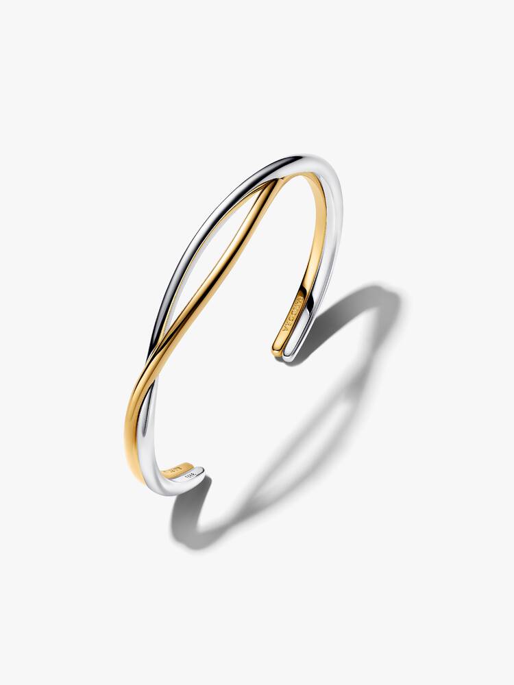 Sterling silver and 14k gold-plated open bangle