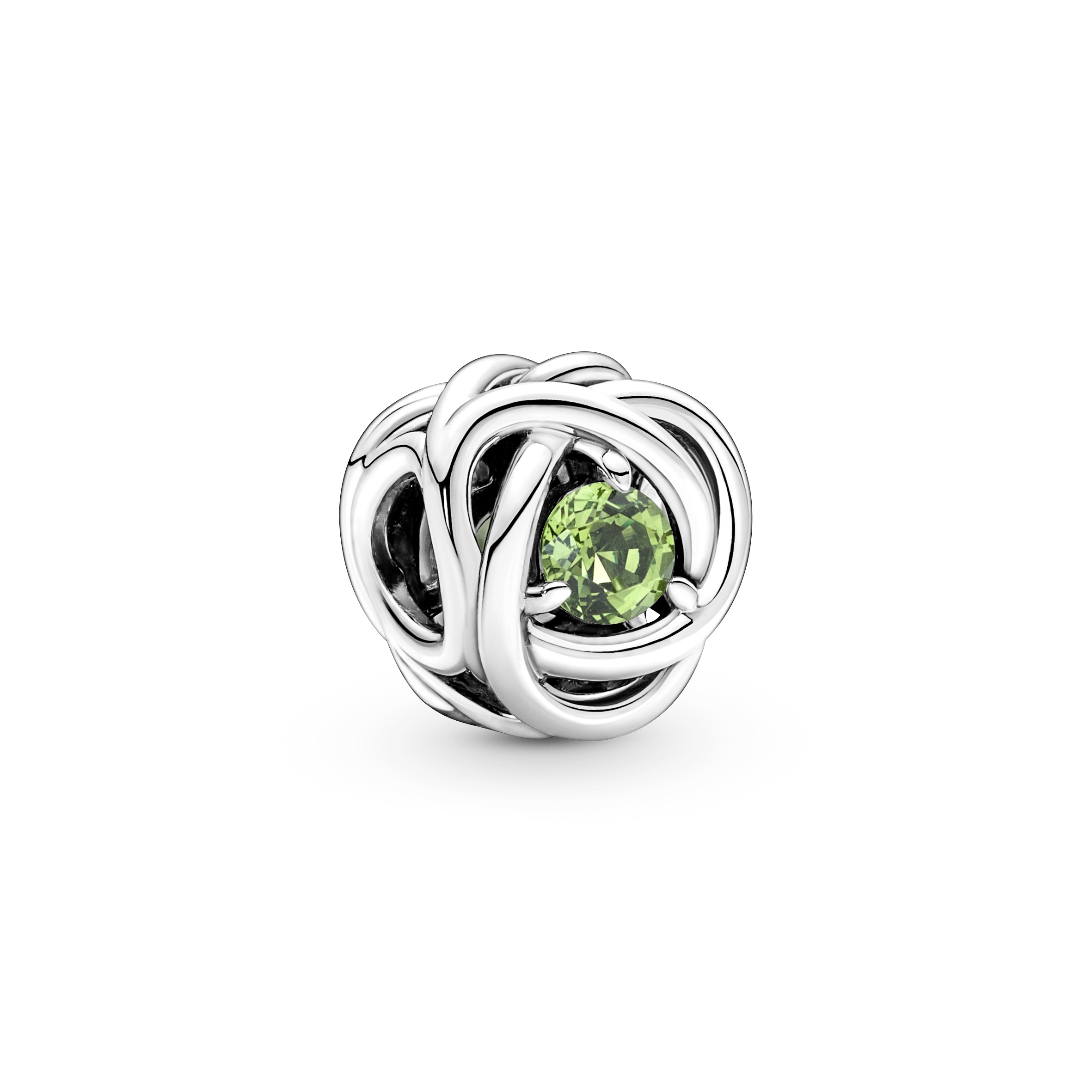 Sterling silver charm with spring green crystal