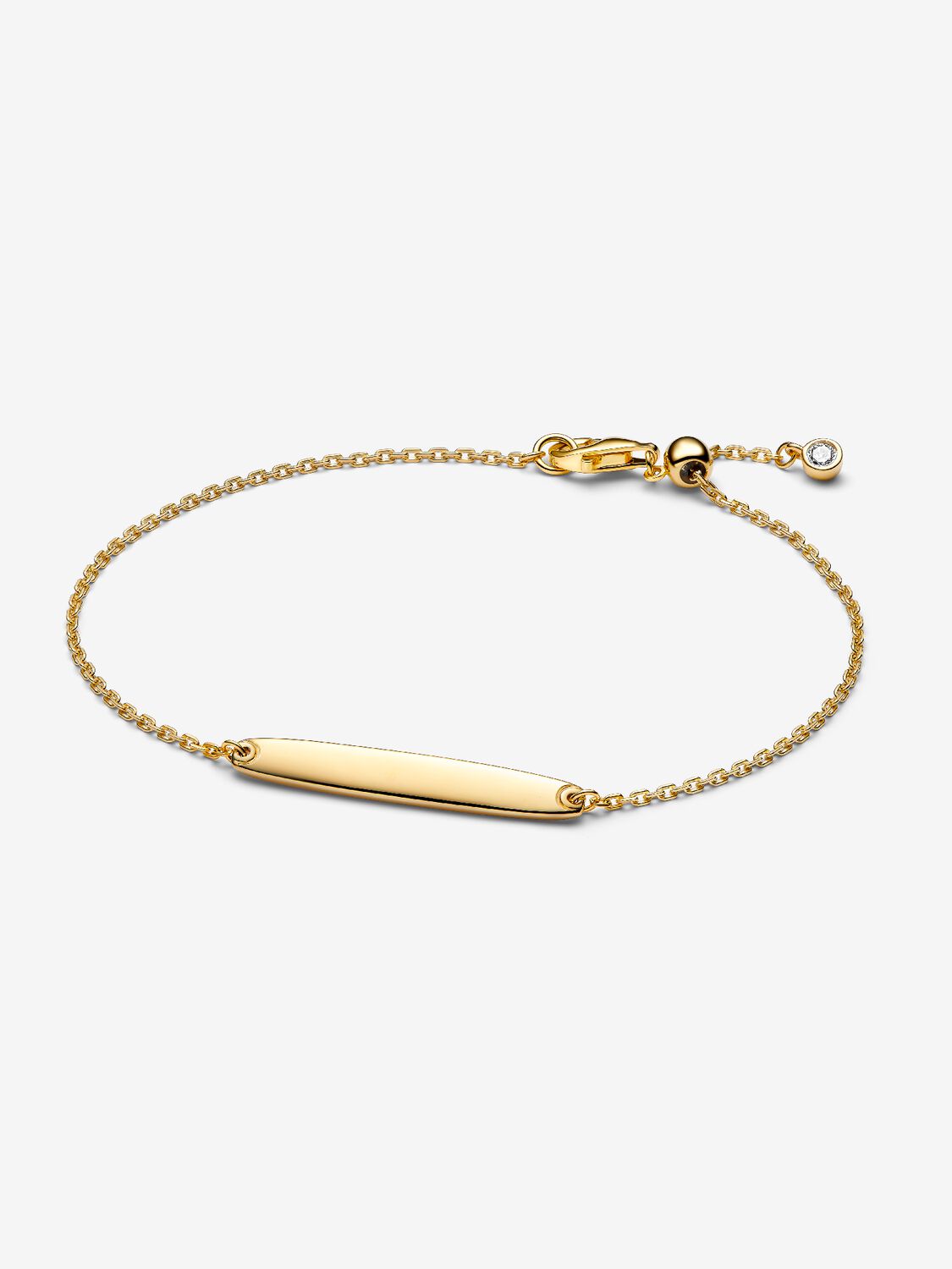 Engravable 14k gold-plated bar bracelet with clear