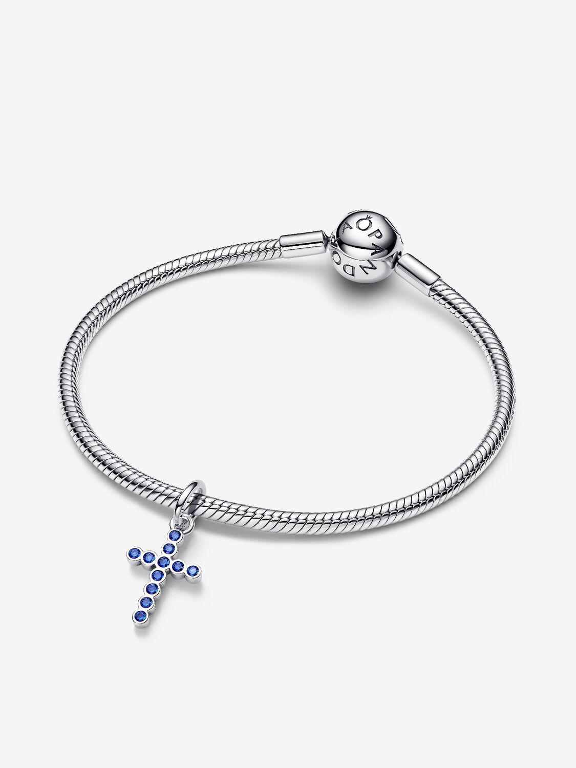 Cross sterling silver dangle with stellar blue cry