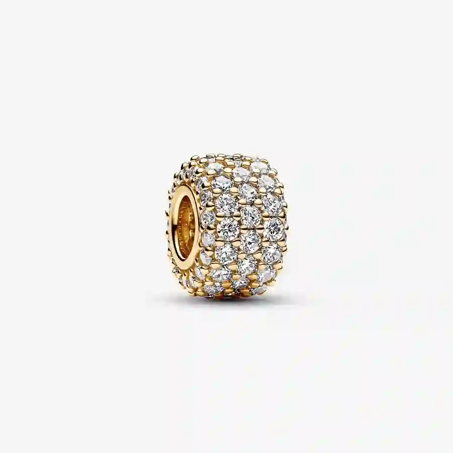 14k Gold-plated charm with clear cubic zirconia