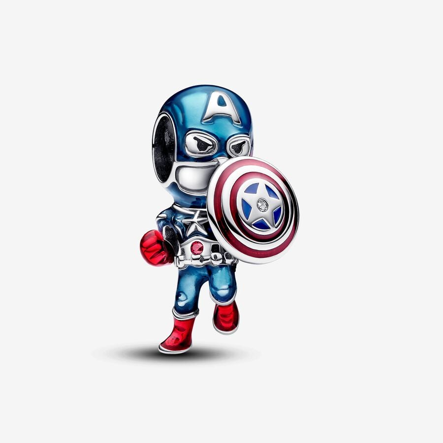 Marvel Captain America sterling silver charm with 