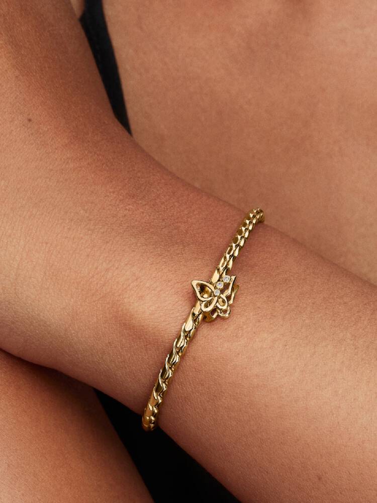 Butterfly 14k gold-plated charm with clear cubic z