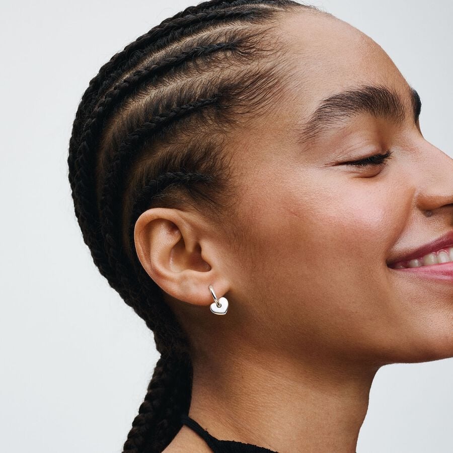 Heart sterling silver hoop earrings