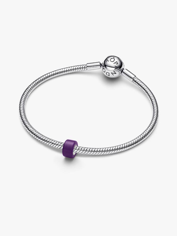 Sterling silver mini charm with purple Murano glass