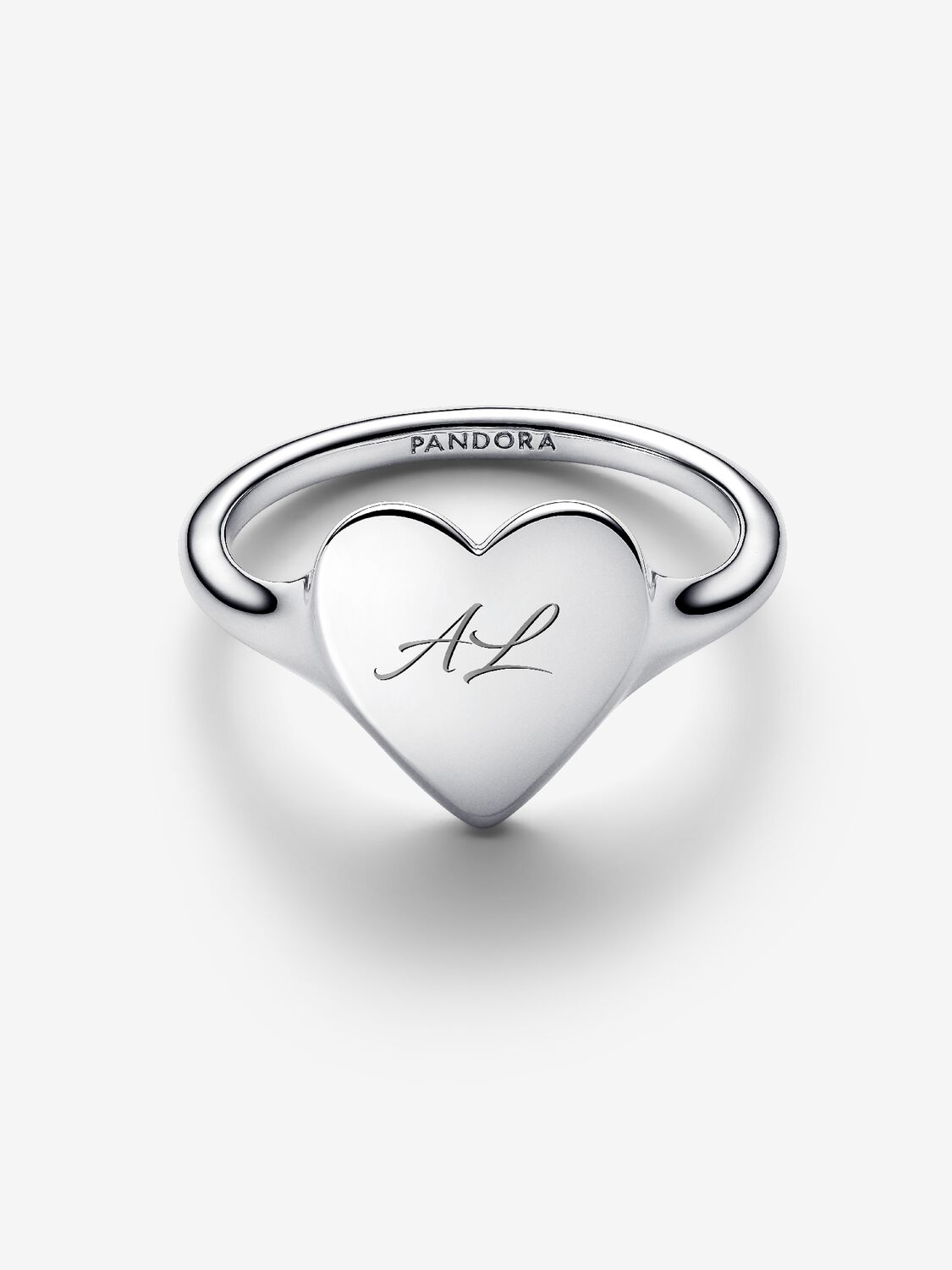 Engravable heart sterling silver ring