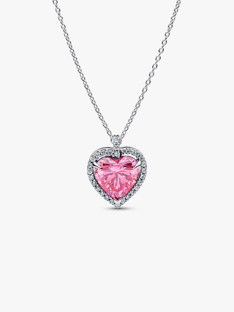 Heart sterling silver collier with fancy pink and 