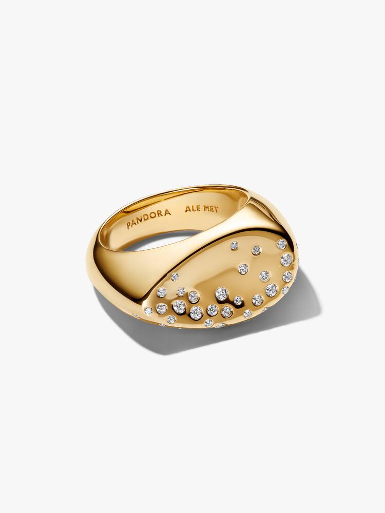 14k gold-plated ring with clear cubic zirconia
