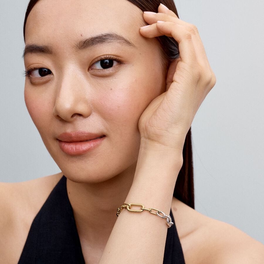 Sterling silver and 14k gold-plated link bracelet
