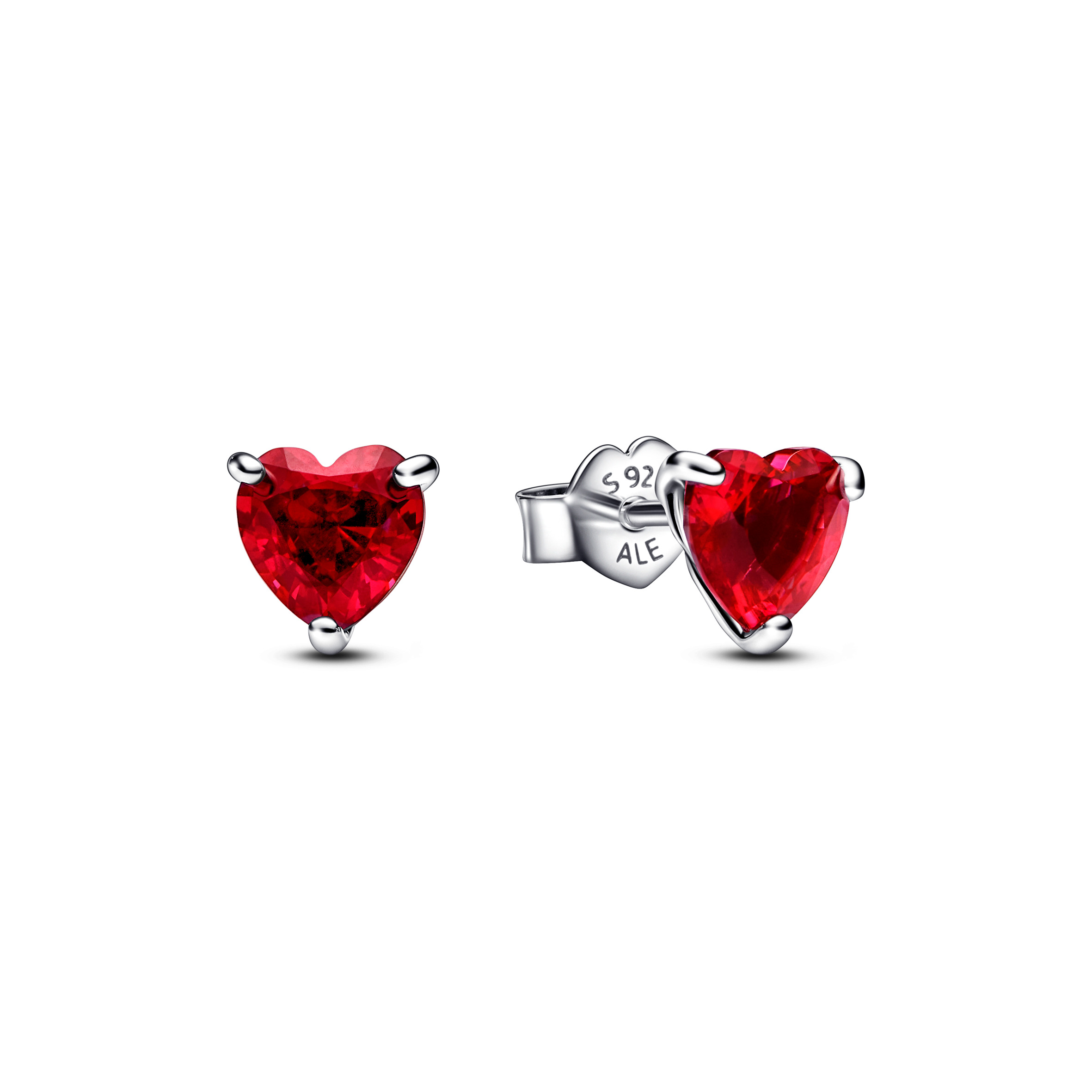 Heart sterling silver stud earrings with cherries 