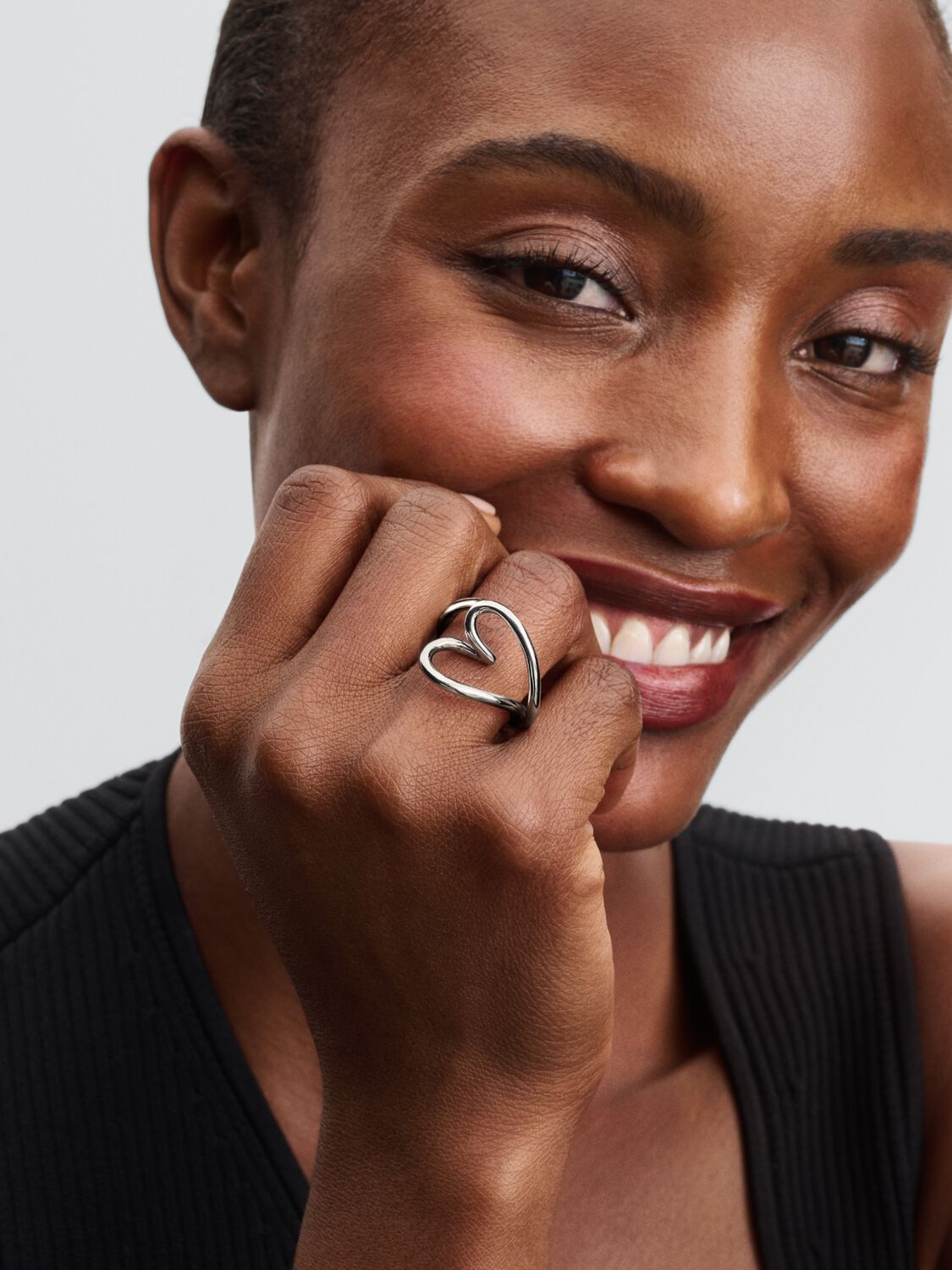 Heart sterling silver ring