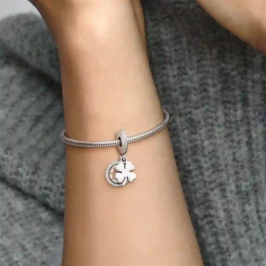 Good luck silver dangle with clear cubic zirconia