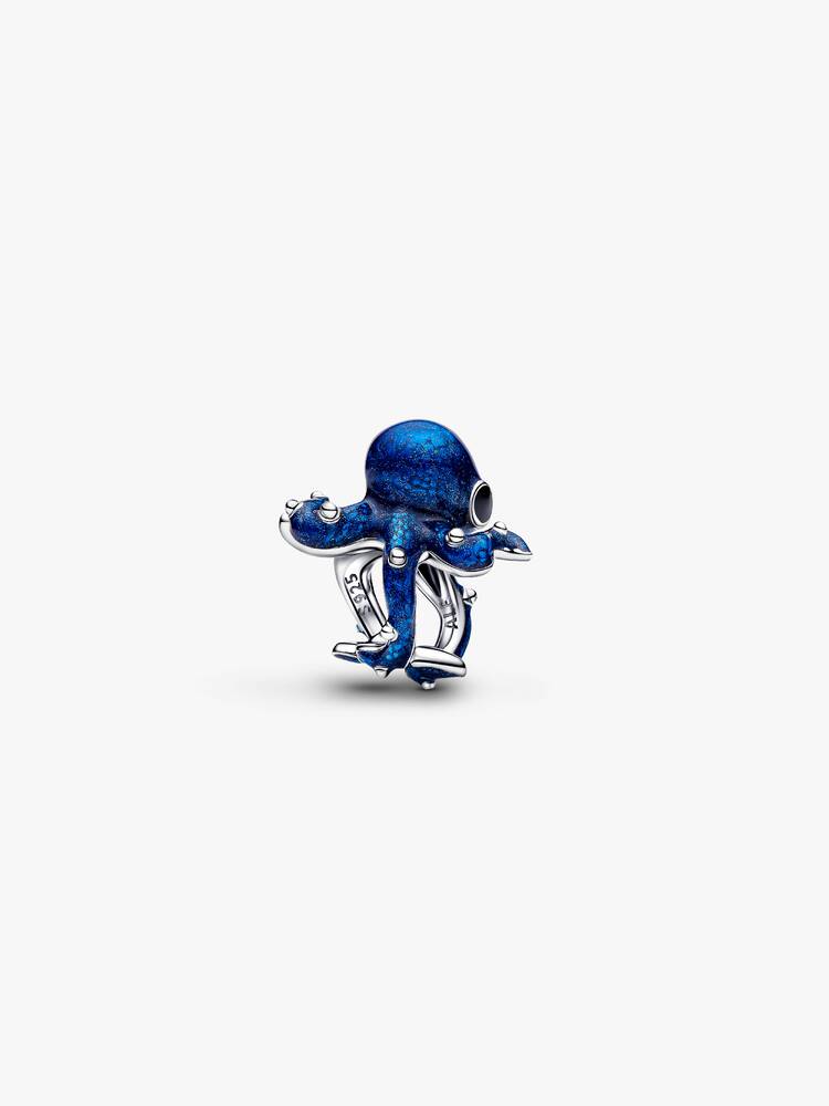 Octopus sterling silver charm with shimmering blue