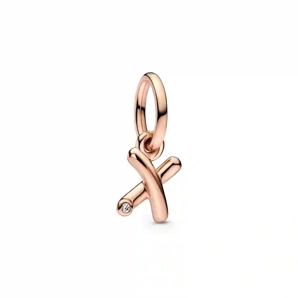 Letter x 14k rose gold-plated dangle with clear cubic zirconia