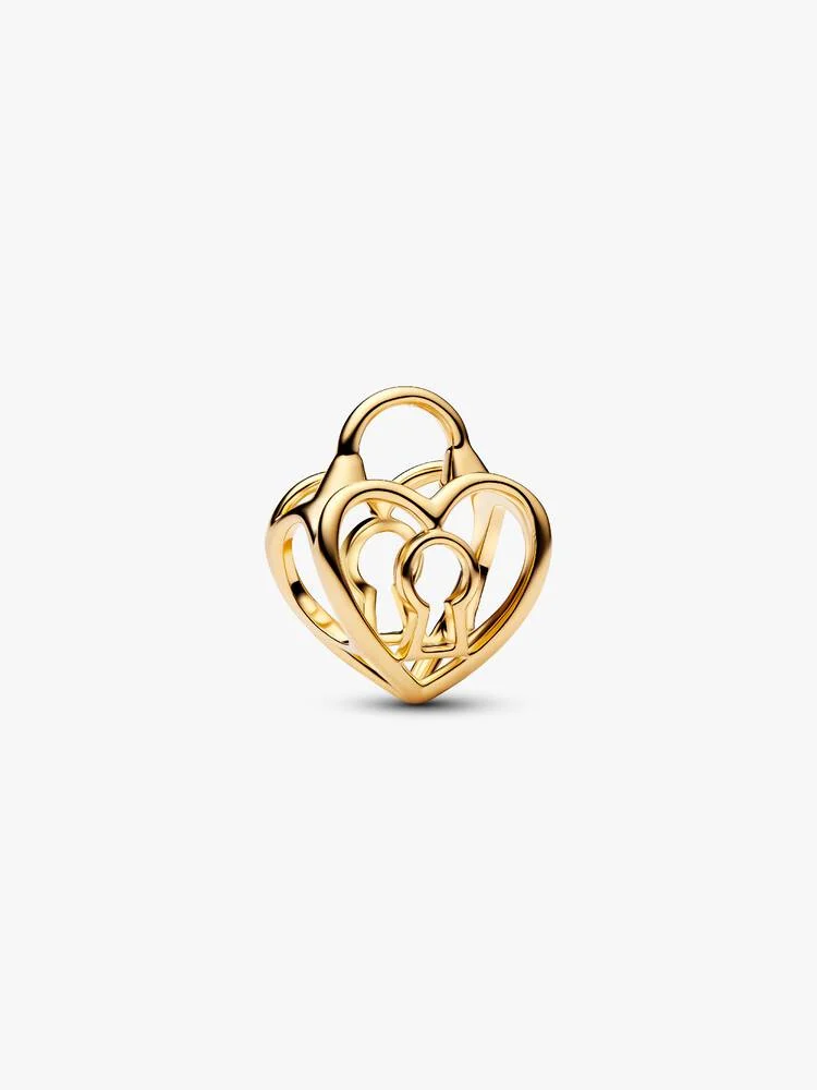 Heart padlock 14k gold-plated charm
