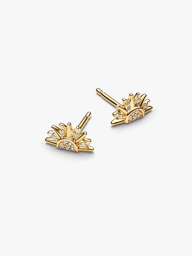 Sunrise 14k gold-plated stud earrings with clear c