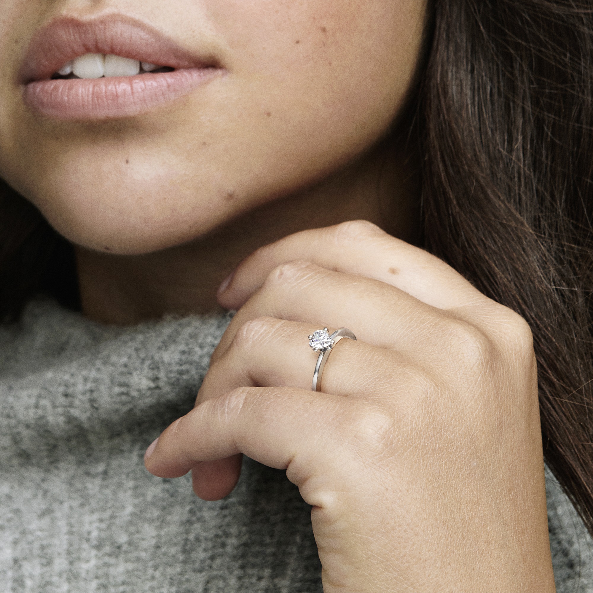 Heart sterling silver ring with clear cubic zircon
