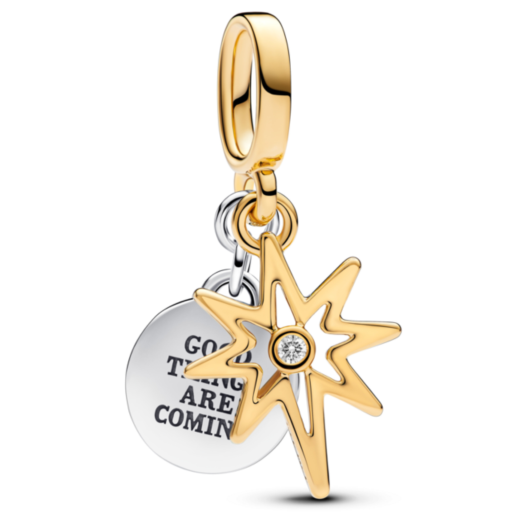Engravable star sterling silver and 14k gold plate