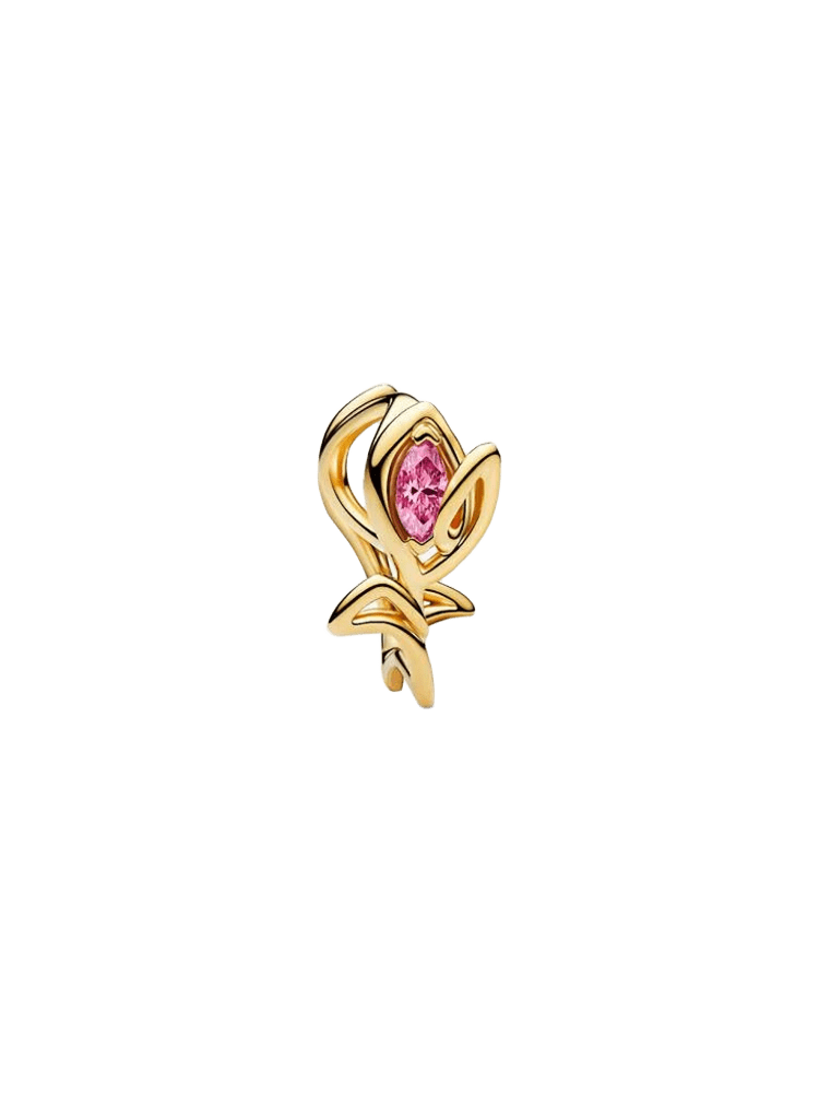 Tulip 14k gold-plated charm with fancy pink cubic 