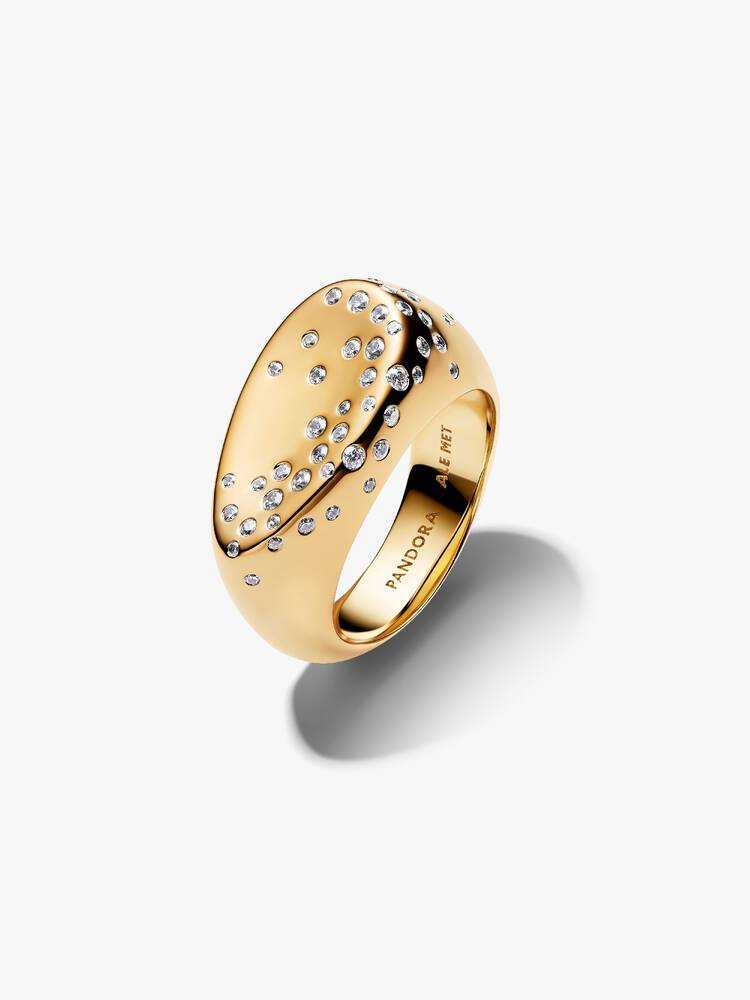 14k gold-plated ring with clear cubic zirconia