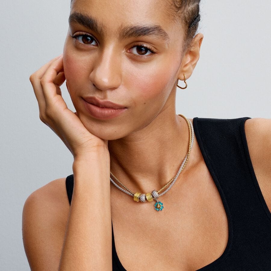 Studded chain sterling silver necklace