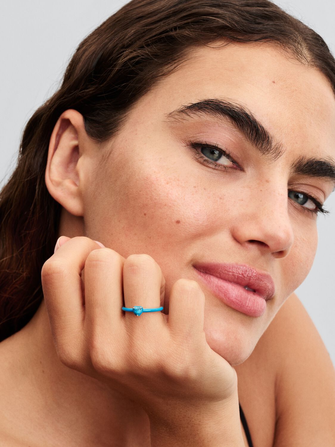 Heart sterling silver ring with imitation turquois