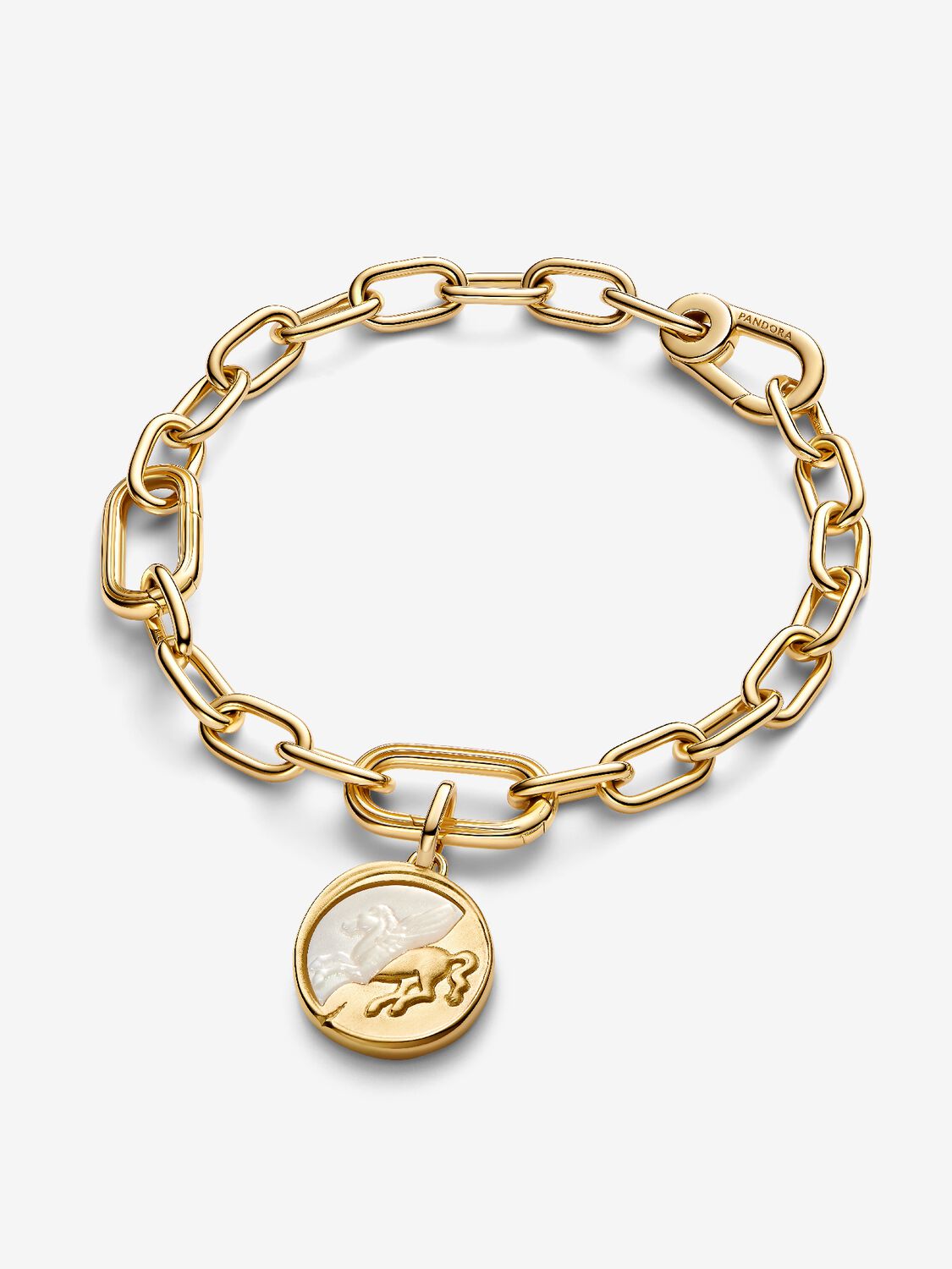 Pegasus 14k gold-plated medallion with golden whit