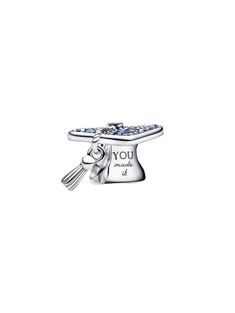 Graduation cap sterling silver charm with stellar 