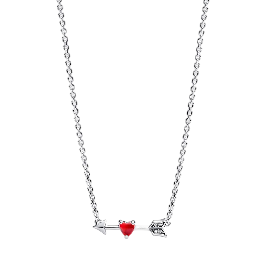 Heart arrow sterling silver pendant necklace with 