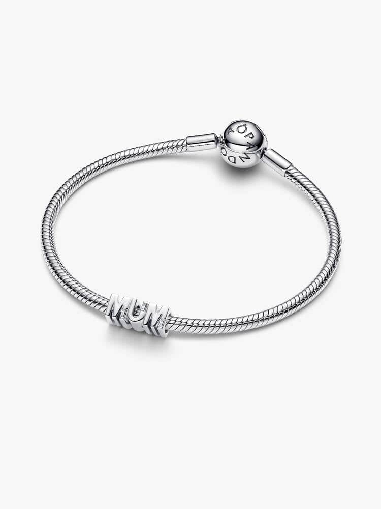 MUM sterling silver charm with clear cubic zirconia