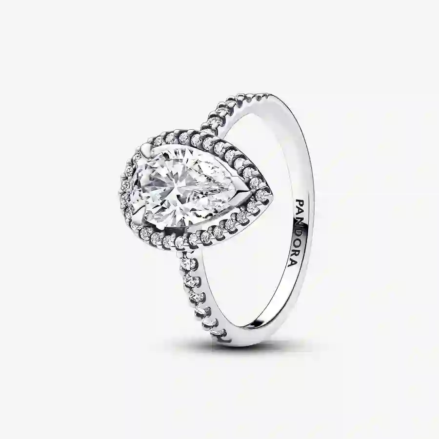 Sterling silver ring with clear cubic zirconia