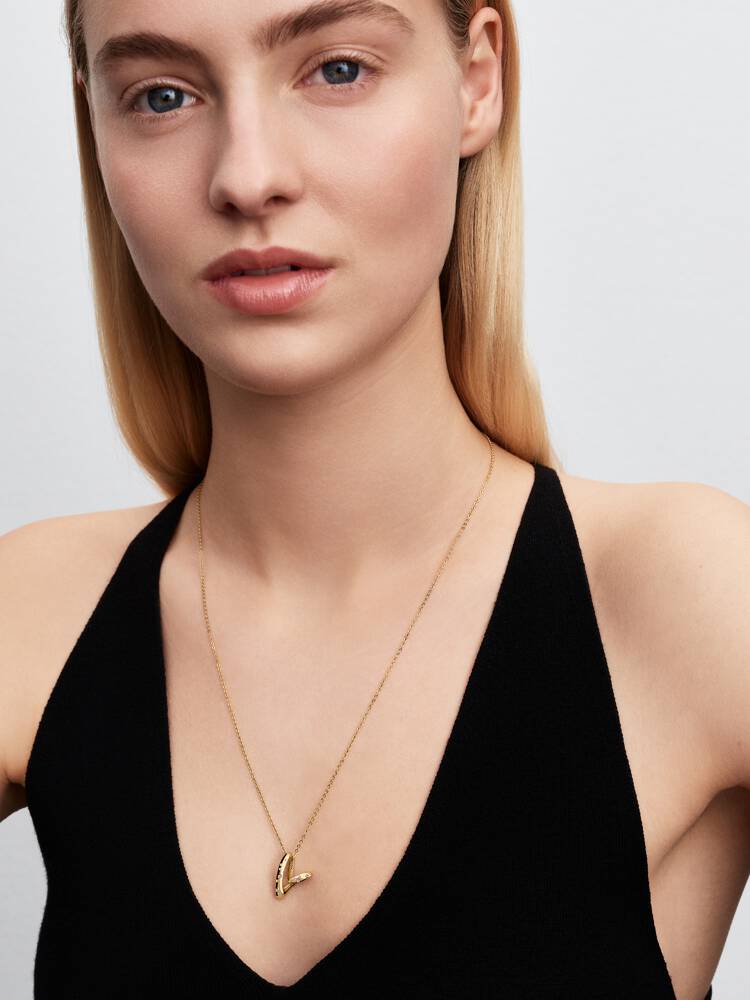 Heart 14k gold-plated pendant necklace with clear 