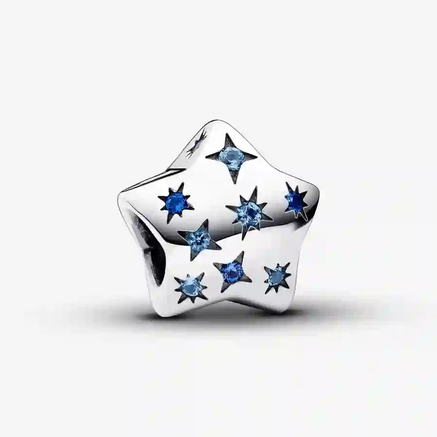 Star sterling silver charm with stellar blue and i