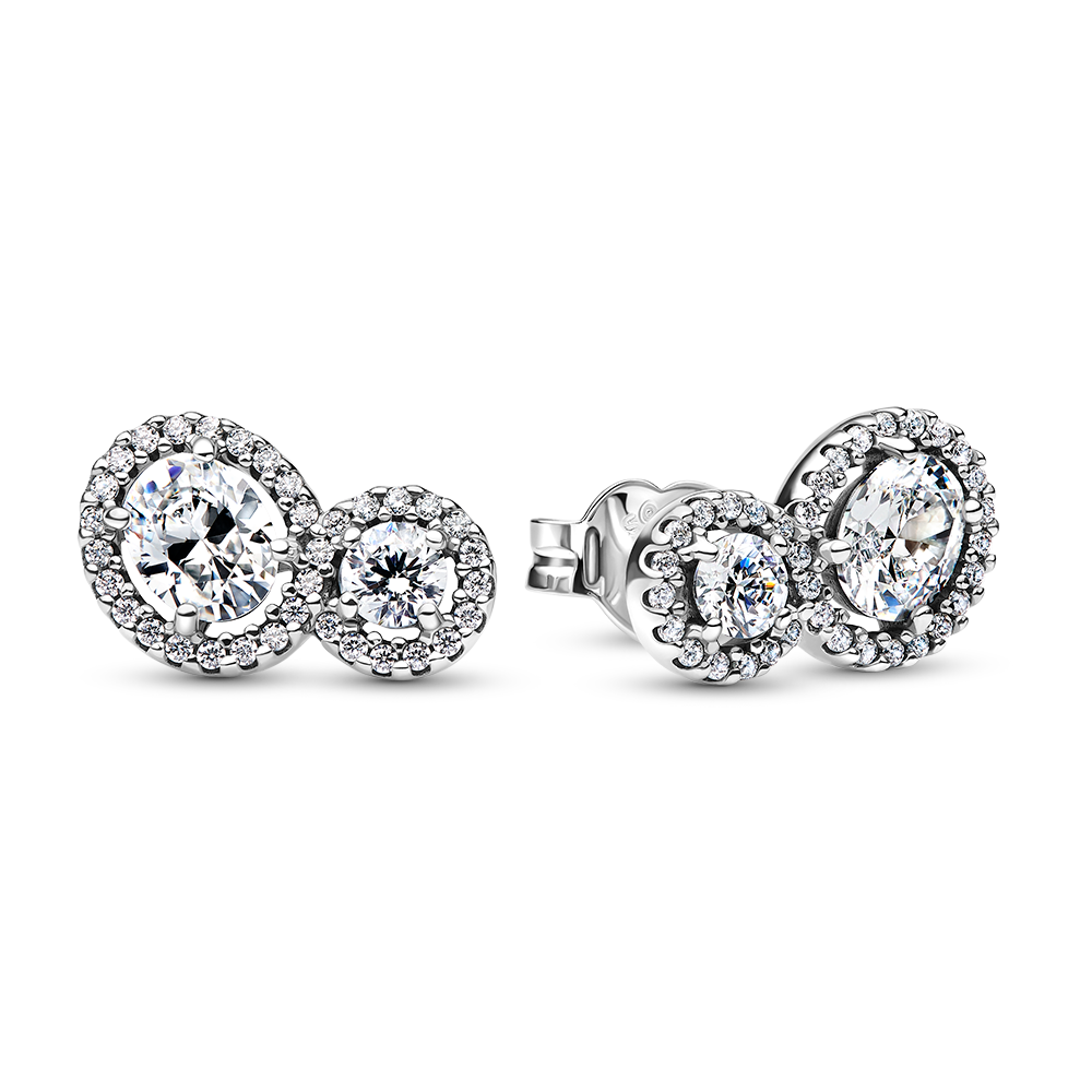 Sterling silver stud earrings with clear cubic zir