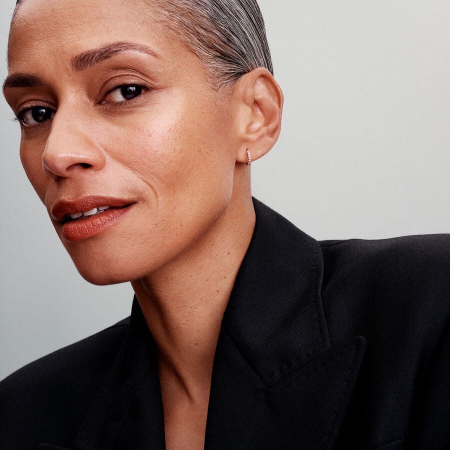 14k Rose gold-plated huggie hoop earrings with fan