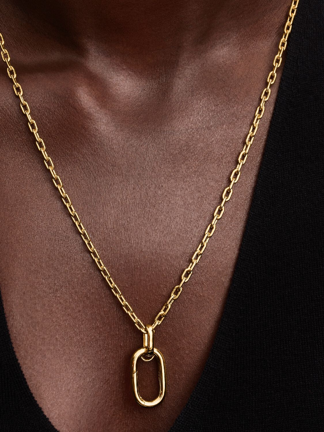 14k gold-plated large openable link pendant neckla