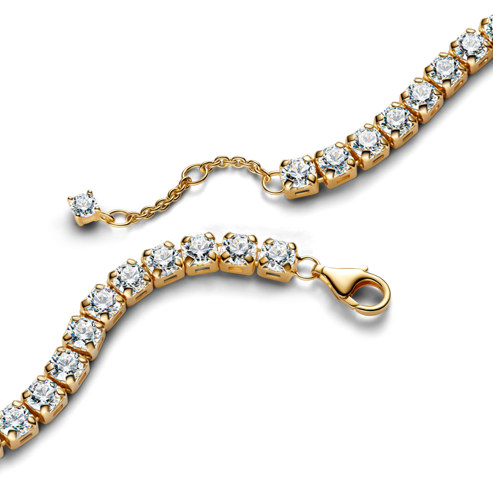 14k gold-plated tennis bracelet with clear cubic z