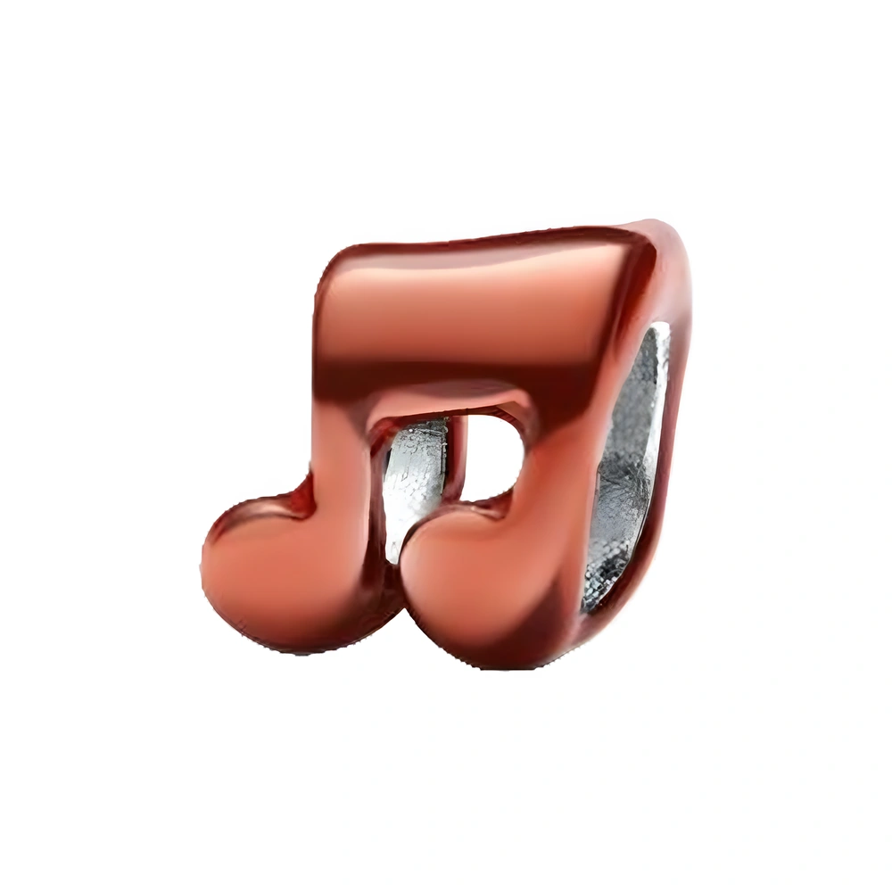 Music note sterling silver mini charm with orange enamel