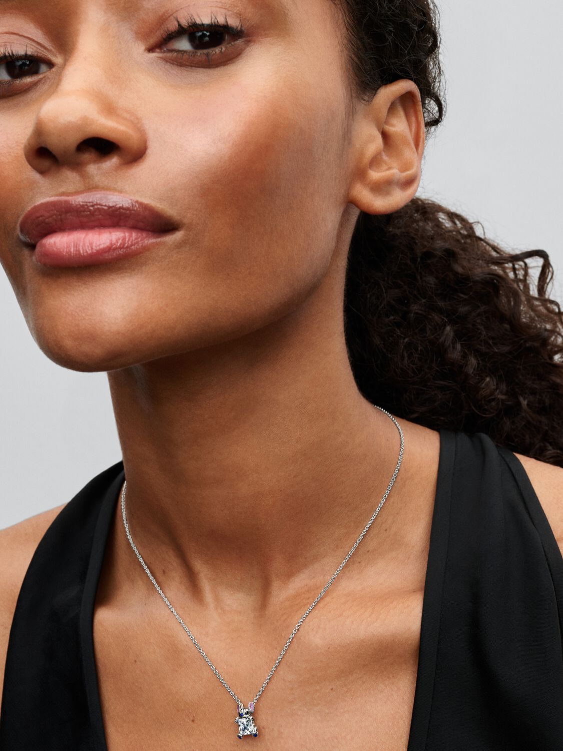 Disney Stitch pendant necklace with clear cubic zi