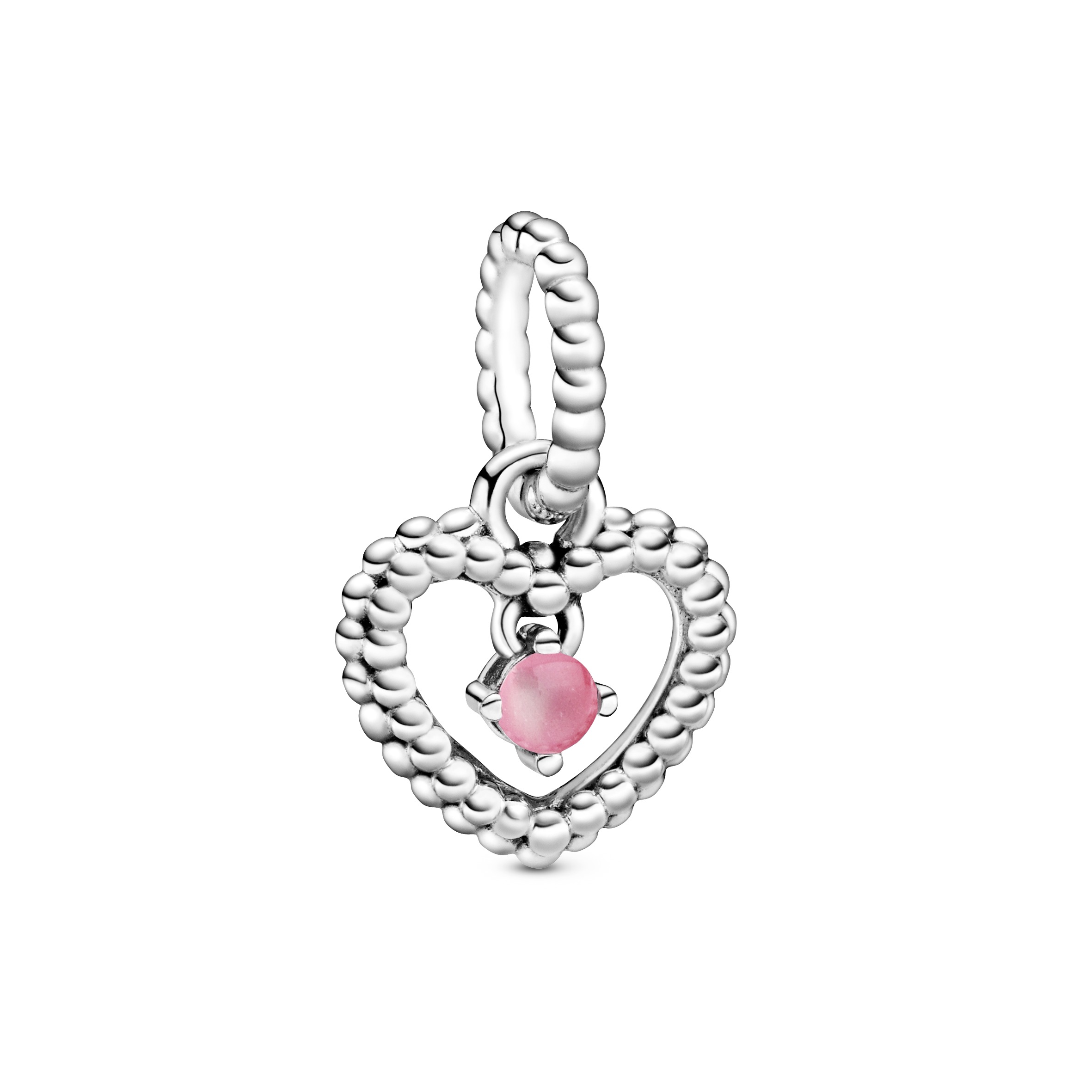 Heart sterling silver dangle with petal pinkcrysta
