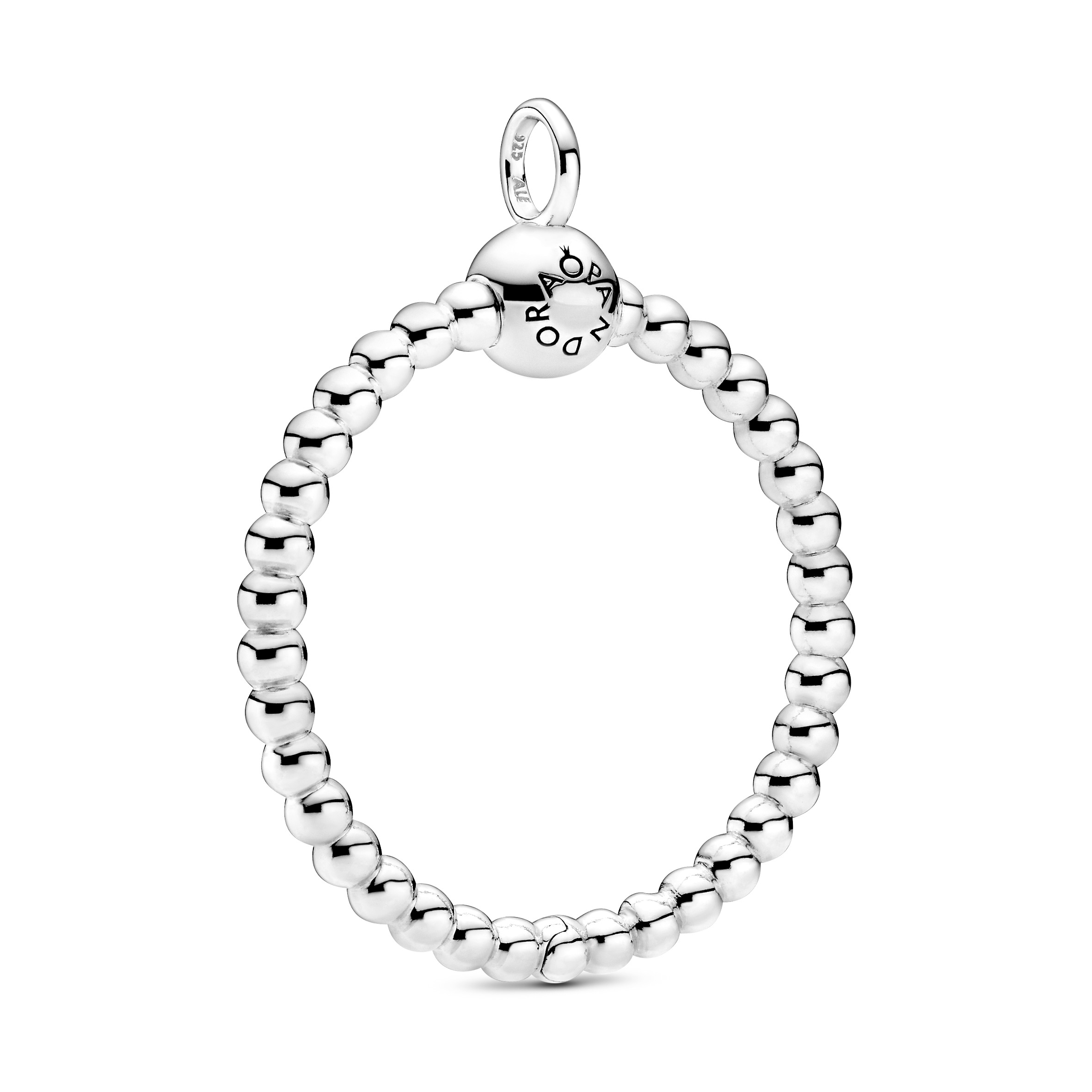 Medium beaded sterling silver PandoraO pendant